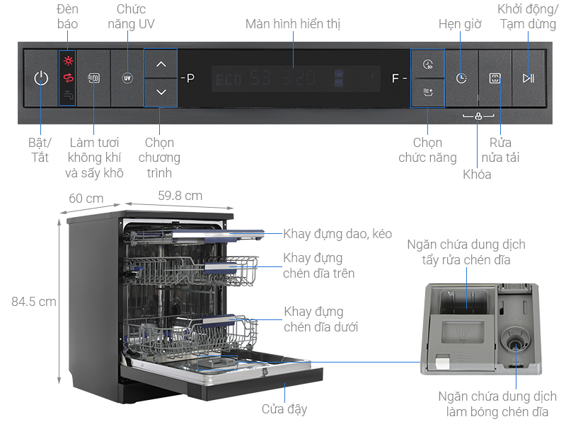 Máy rửa chén độc lập Hafele HDW-F605B (535.29.660) Máy rửa chén độc lập Hafele HDW-F605B 535.29.660