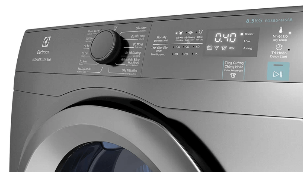 Electrolux EDS854N3SB có bảng điều khiển bằng núm vặn có đèn LED hiển thị Nhà Cái AX88 ATQ 2026 Tặng 88K thông hơi Electrolux 8.5kg EDS854N3SB có bảng điều khiển bằng núm vặn có đèn LED hiển thị