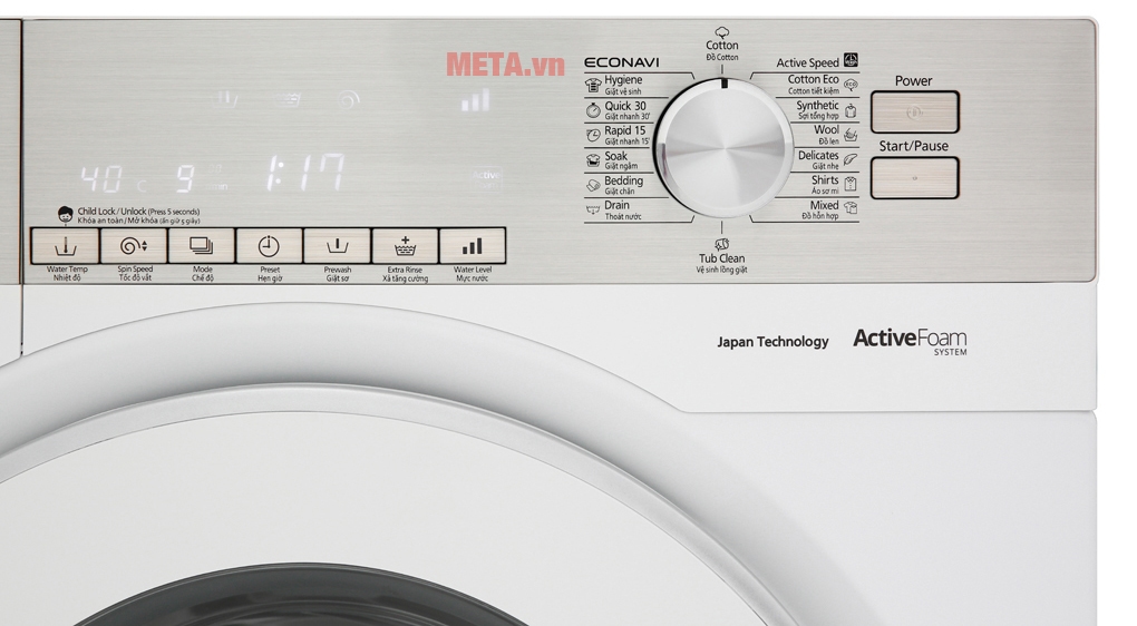 Bảng điều khiển của máy giặt Panasonic inverter NA-120VG6WV2 Tải app AX88 ngay để nhận thưởng khủng lồng ngang