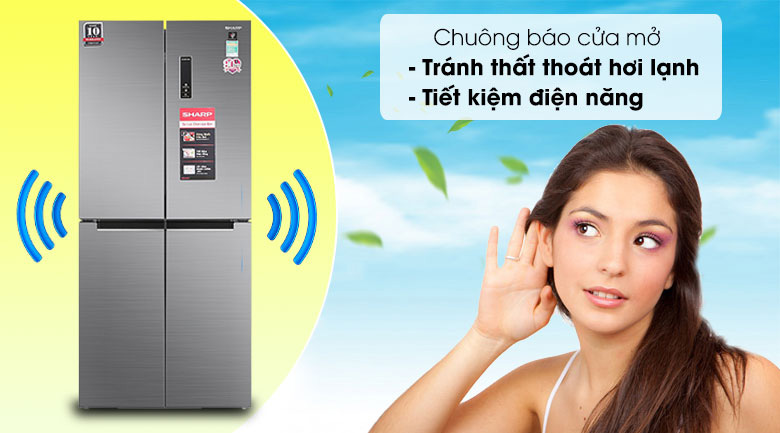 Sharp Inverter 401 lít SJ-FXP480V-SL có chức năng chuông báo cửa tiện ích Sharp Inverter 401 lít SJ-FXP480V-SL có chức năng chuông báo cửa tiện ích