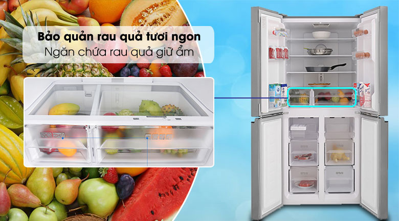 Ngăn rau củ giữ ẩm Humidity Control của tủ lạnh Sharp Inverter 401 lít SJ-FXP480V-SL Ngăn rau củ giữ ẩm Humidity Control của tủ lạnh Sharp Inverter 401 lít SJ-FXP480V-SL