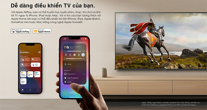 Điều khiển tivi với các tính năng của Apple Smart TV QLED 4K Toshiba 85 inch 85M450NP