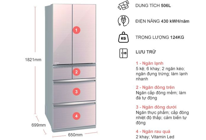 Chi tiết tủ lạnh Mitsubishi MR-WX52D-F-V Ax88Win Com Link đăng ký tài khoản Mitsubishi MR-WX52D-F-V