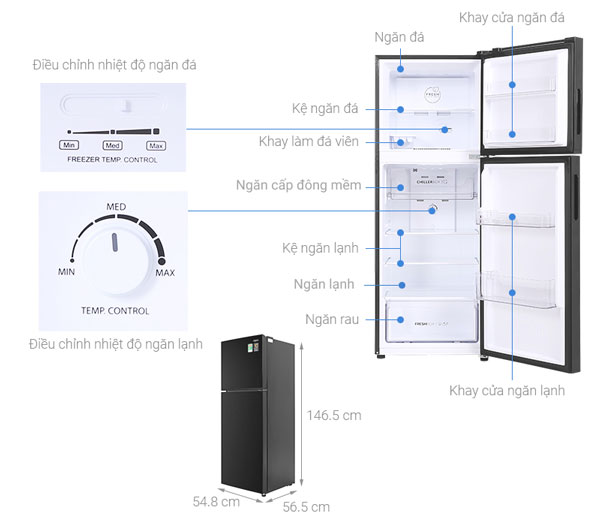 Cấu tạo của tủ lạnh AQUA AQR T238FA FB Ax88Win Com Link đăng ký tài khoản Aqua Inverter 211 lít AQR-T238FA (FB)