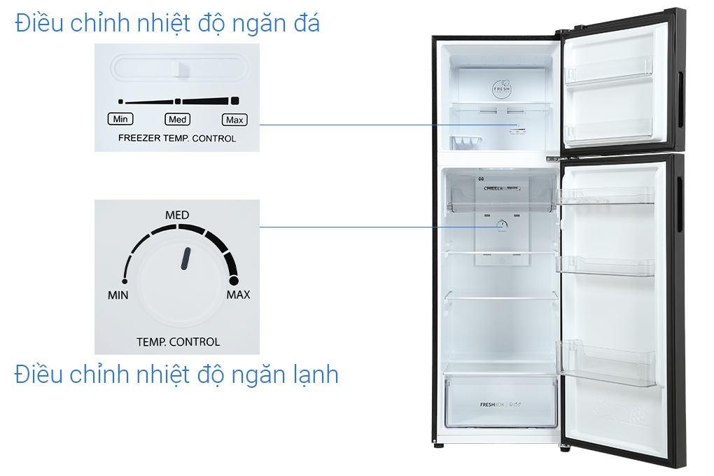 AQUA AQR-T299FA FB có bảng điều khiển chỉnh nhiệt độ cho ngăn mát và ngăn đá Ax88Win Com Link đăng ký tài khoản Aqua Inverter 283 lít AQR-T299FA(FB)