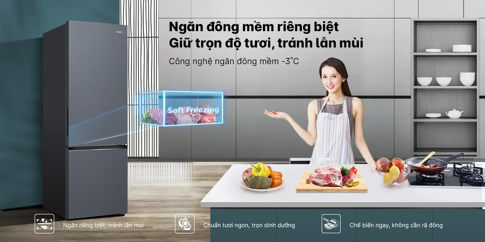 Ngăn đông mềm -3°C bảo quản Ax88com rất nhiều ưu đãi tươi sống như thịt Ax88Win Com Link đăng ký tài khoản Aqua Inverter 292 lít AQR-B360MA(SLB)