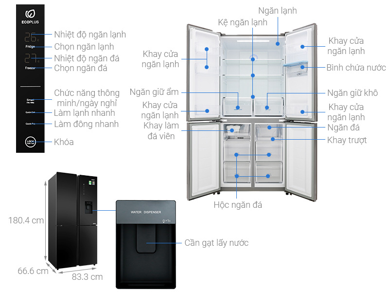 Cấu tạo tủ lạnh Aqua Inverter 456 lít AQR-IGW525EM (GB) Ax88Win Com Link đăng ký tài khoản Aqua Inverter 456 lít AQR-IGW525EM (GB)