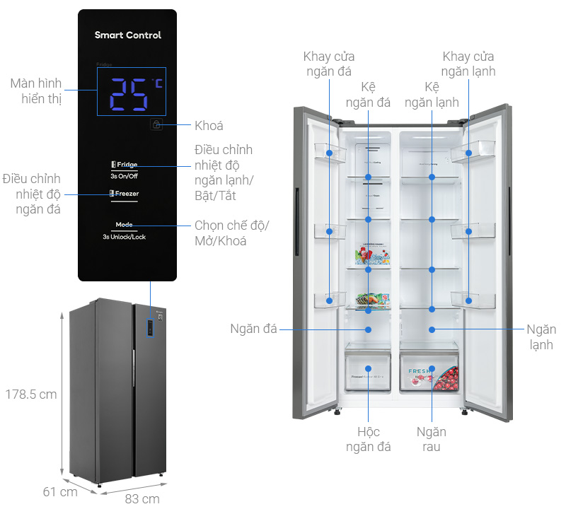 Tổng quan tủ lạnh Casper Inverter 495 lít Side By Side RS-460PG Ax88Win Com Link đăng ký tài khoản Casper Inverter 495 lít RS-460PG