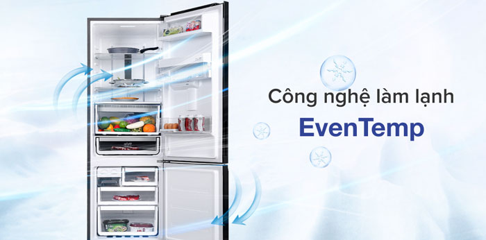 tủ lạnh Electrolux Inverter 335 lít EBB3742K-H sở hữu công nghệ làm lạnh EvenTemp tủ lạnh Electrolux Inverter 335 lít EBB3742K-H sở hữu công nghệ làm lạnh EvenTemp