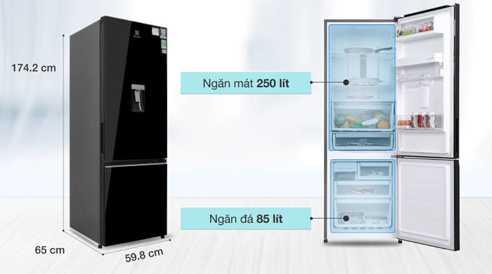 tủ lạnh Electrolux Inverter 335 lít EBB3742K-H có dung tích 335 lít tủ lạnh Electrolux Inverter 335 lít EBB3742K-H có dung tích 335 lít