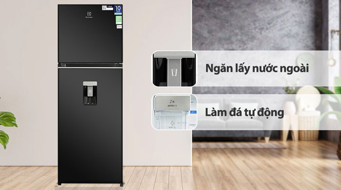 Electrolux ETB3460K-H có chức năng làm đá tự động, lấy nước bên ngoài Electrolux ETB3460K-H có chức năng làm đá tự động, lấy nước bên ngoài