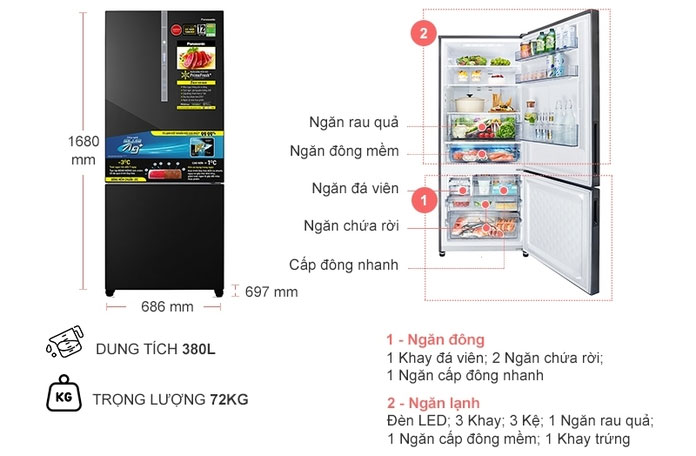 Kích thước của tủ lạnh Ax88Win Com Link đăng ký tài khoản Panasonic Inverter 380 lít NR BX421WGKV