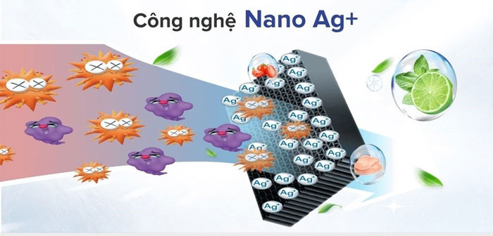 Sharp SJ X215V SL còn được trang bị công nghệ Nano Ag+ Sharp SJ X215V SL còn được trang bị công nghệ Nano Ag+