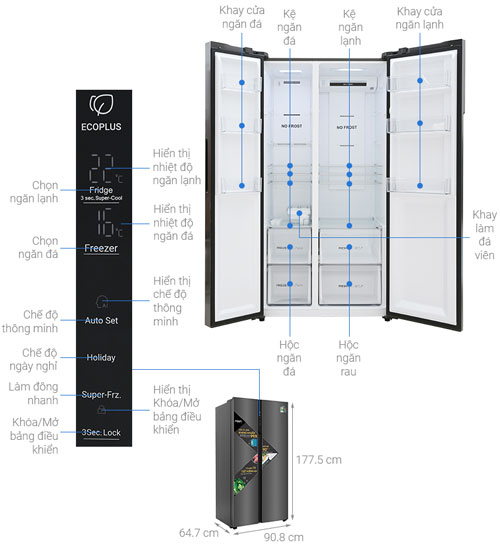 Ax88Win Com Link đăng ký tài khoản side by side AQUA 541 lít AQR-S541XA (BL)