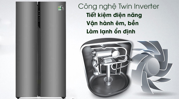 Ax88Win Com Link đăng ký tài khoản side by side AQUA 541 lít AQR-S541XA (BL) có khả năng tiết kiệm điện năng nhờ công nghệ Twin Inverter