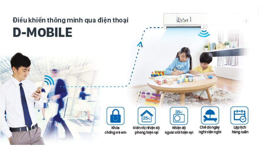 Kết nối Wi-Fi, điều khiển từ xa qua ứng dụng điện thoại Kết nối Wi-Fi, điều khiển từ xa qua ứng dụng điện thoại