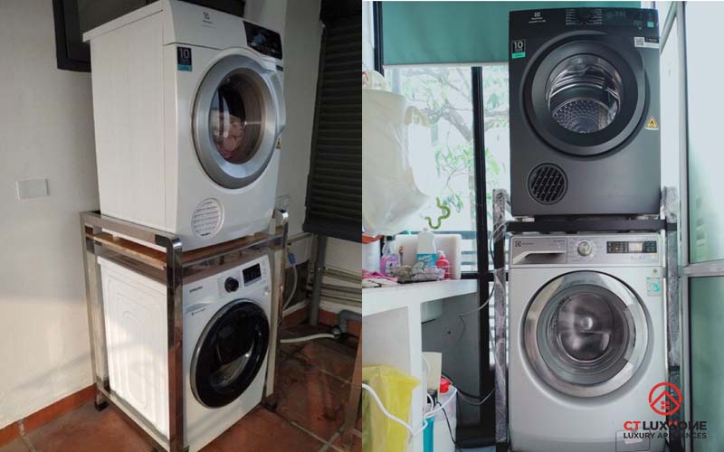 2-94 KỆ ĐỂ MÁY GIẶT MÁY SẤY MẪU INOX 2