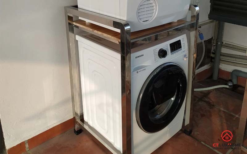 4-93 KỆ ĐỂ MÁY GIẶT MÁY SẤY MẪU INOX 4