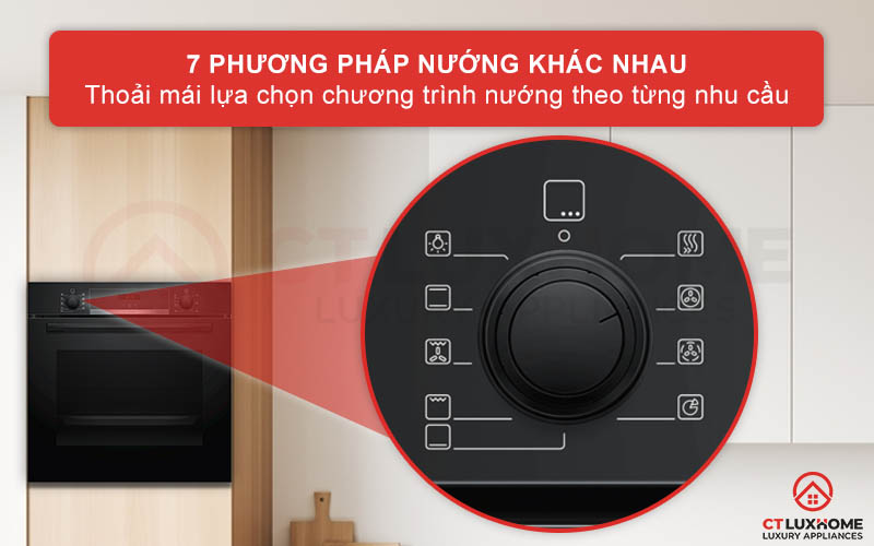 7-phuong-phap-nuong-lo-nuong-bosch-hba534eb0 Tùy chọn 7 phương pháp nướng khác nhau tùy vào nhu cầu sử dụng