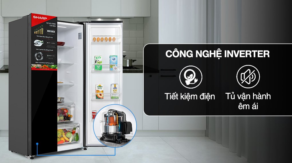 Điểm qua một số tính năng vượt bậc có trong tủ lạnh Sharp inverter SJ-SBX530VG-BK