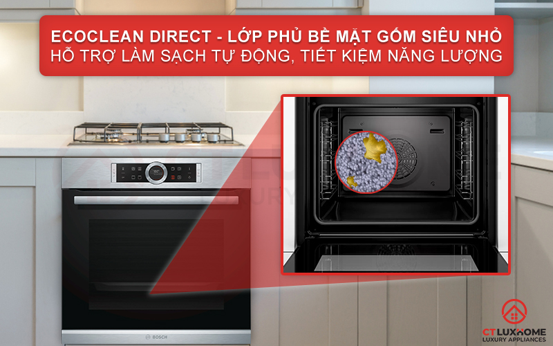 eco-clean-bosch-hbg633bs1a Lớp phủ EcoClean Direct đặc biệt giúp người dùng loại bỏ vết bẩn