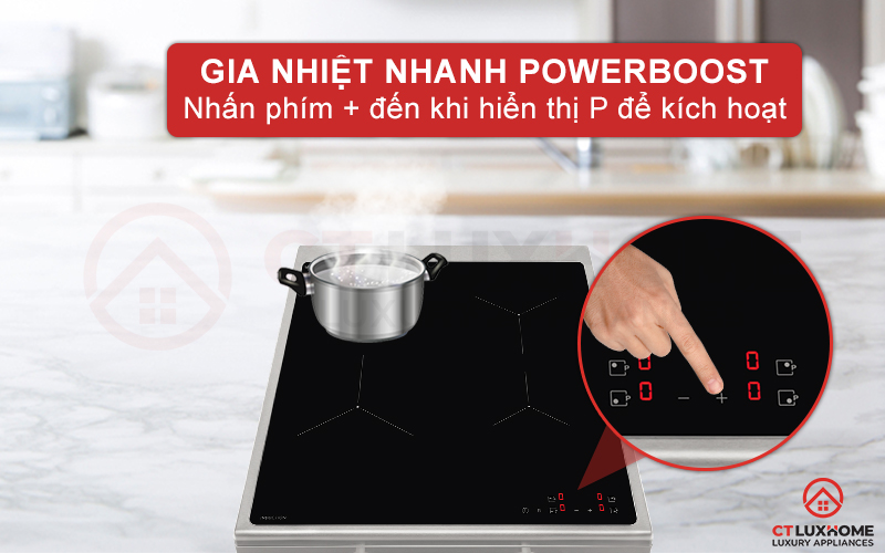 gia-nhiet-nhanh-lo-nuong-electrolux-lki640200x Kích hoạt PowerBoost tăng thêm công suất, nấu nhanh hơn