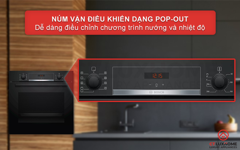 num-van-pop-out-bosch-hbs534bb0b Điều chỉnh chương trình nướng và nhiệt độ với núm vặn Pop-out