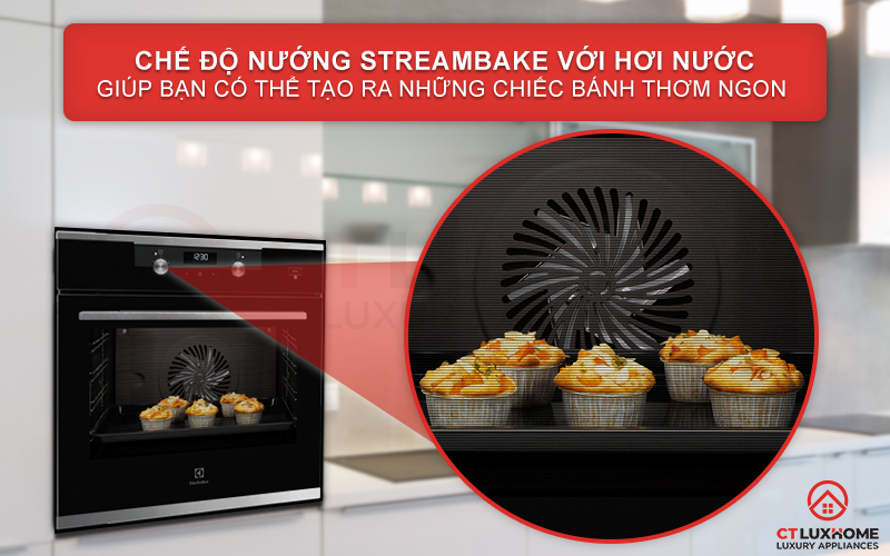 stream-bake-lo-nuong-electrolux-kodec75x Tạo ra những chiếc bánh mì thơm ngon như ngoài tiệm với chức năng SteamBake
