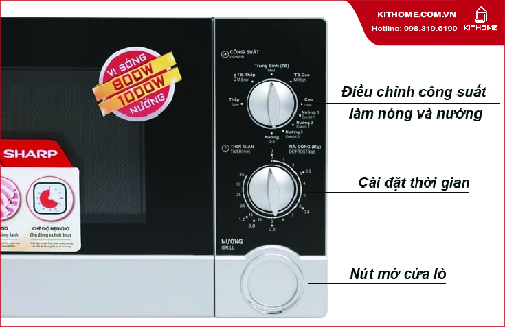 Lò vi sóng có nướng Sharp R G302VN S cos bảng điều khiển cơ với 2 núm vặn dễ sử dụng Lò vi sóng có nướng Sharp R G302VN S cos bảng điều khiển cơ với 2 núm vặn dễ sử dụng