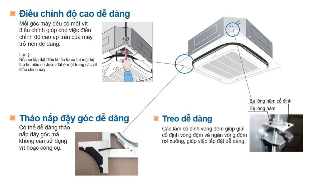 Điều hòa âm trần Daikin Inverter FCFC50DVM/RZFC50DVM lắp đặt rất đơn giản, dễ dàng