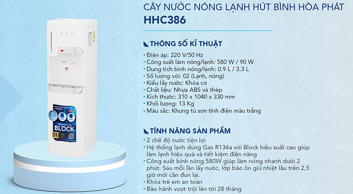 Thông số kỹ thuật Cây Ax88Win Com Link đăng ký tài khoản lạnh hút bình Hòa Phát HHC386