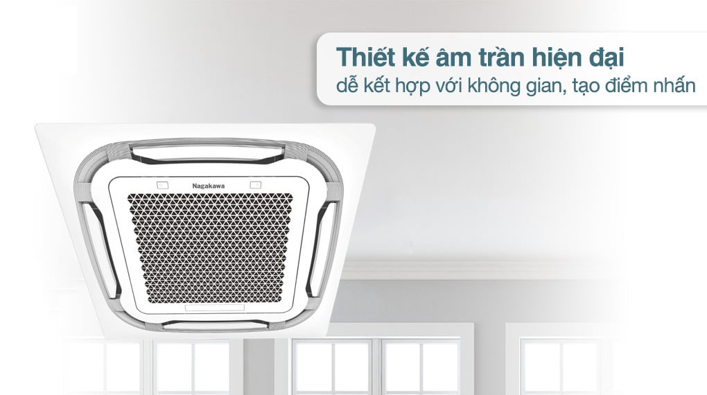 Thiết kế sang trọng, hiện đại với cửa thổi gió 8 hướng Điều hòa âm trần Nagakawa NIT-C50R2U35