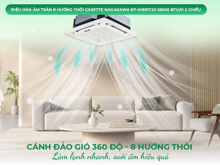 Điều hòa âm trần Casette Nagakawa 18.000 BTU/h 2 chiều NT-A18R1T20