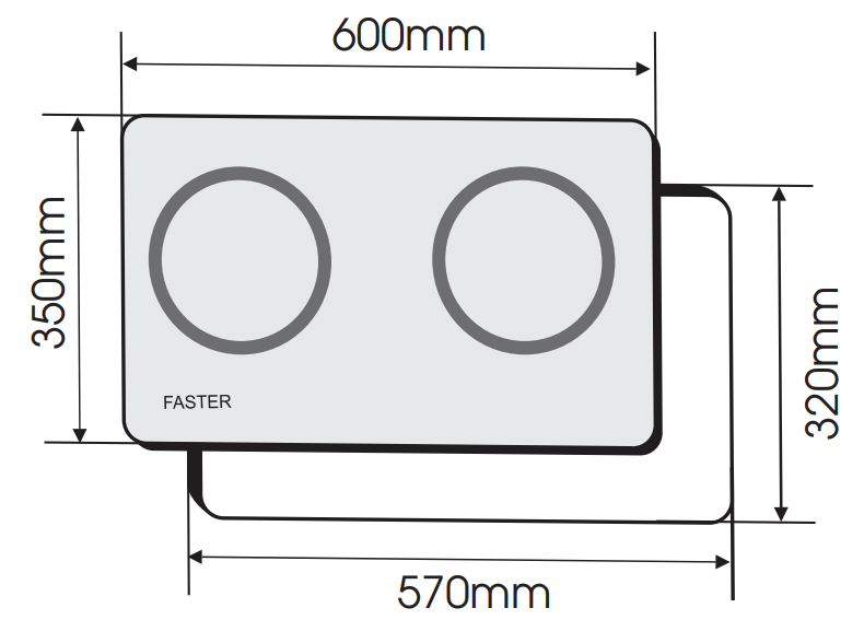 kich-thuoc-bep-tu-faster-fs-600i Bếp từ Faster FS 600I