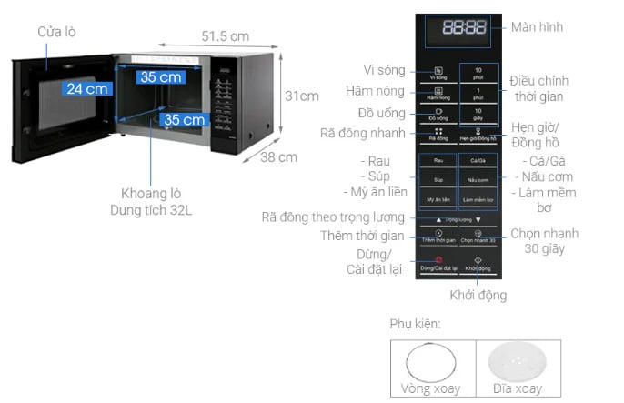 Cấu tạo lò vi sóng Panasonic NN ST65JBYUE 32 lít