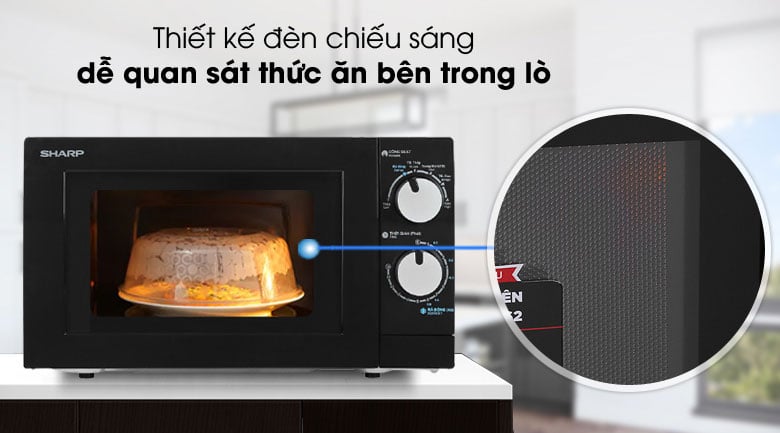 Lò vi sóng Sharp R 208VN WS có đèn chiếu sáng Lò vi sóng Sharp R 208VN WS có đèn chiếu sáng