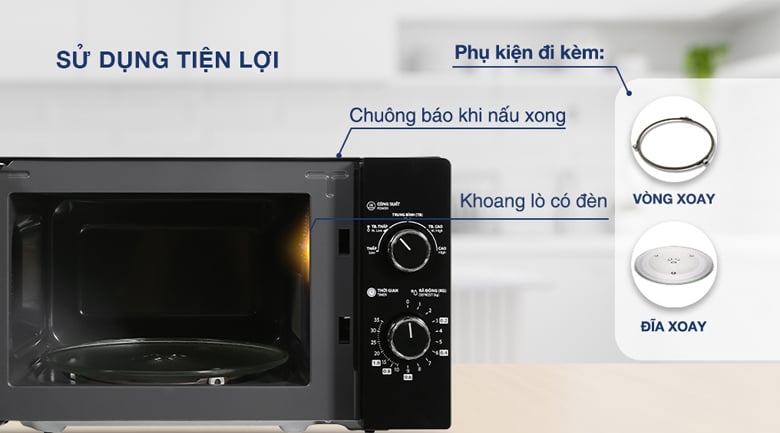 Lò vi sóng Toshiba MW2-MM20P(BK) được trang bị thêm vòng xoay, đĩa xoay Lò vi sóng Toshiba MW2-MM20P(BK) được trang bị thêm vòng xoay, đĩa xoay