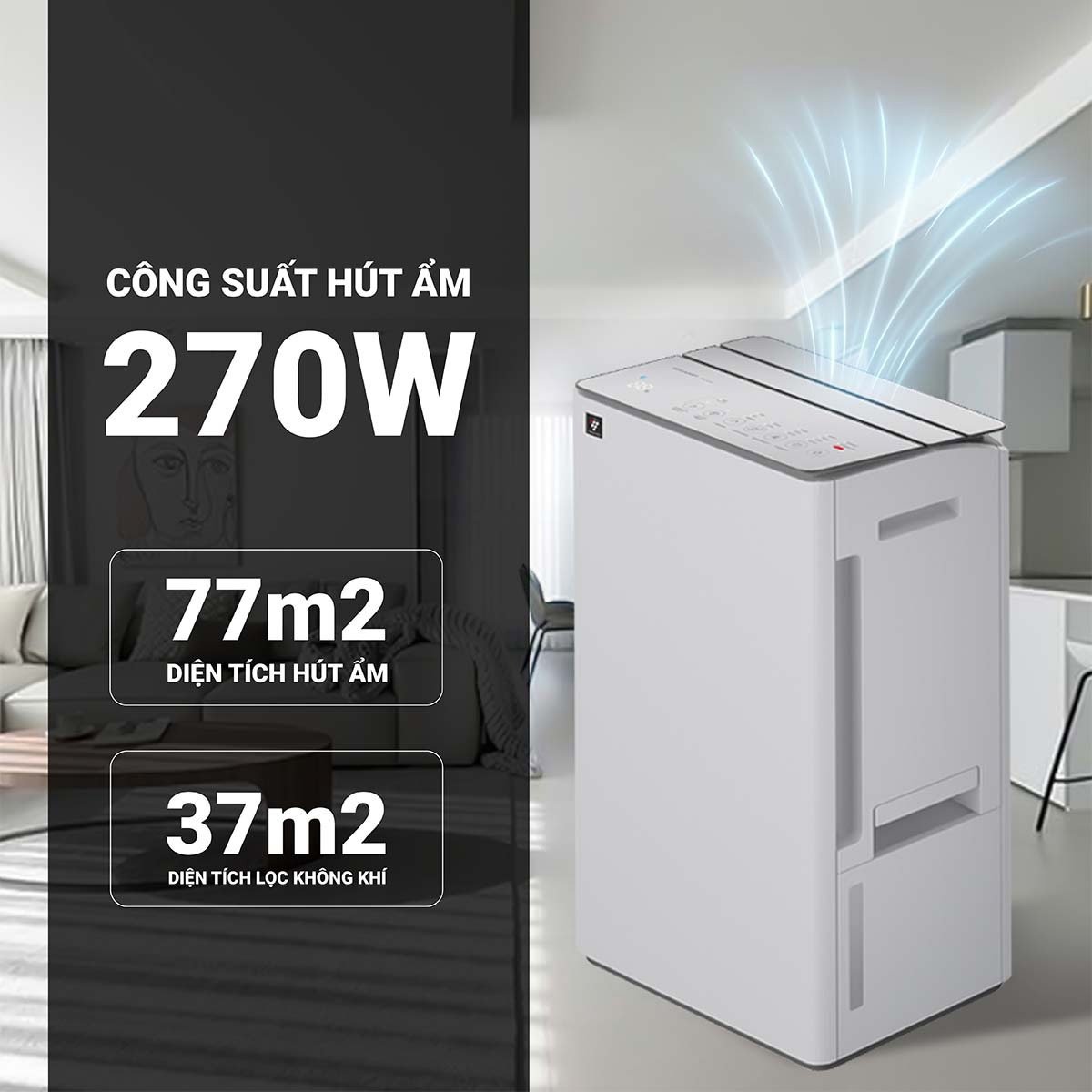 Công suất hút ẩm mạnh mẽ – lên đến 30L/ngày Ax88s game ưu đãi nhận ngay kết hợp lọc khí Sharp DW-T30FV-W