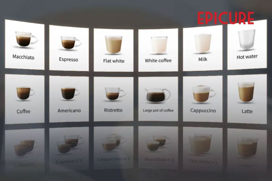 Máy pha cà phê gồm 15 menu thức uống Máy pha cà phê