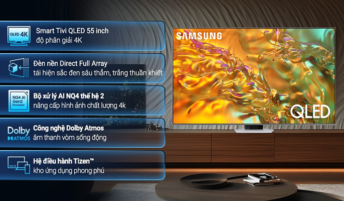 Samsung QLED QA55Q8F5AKXXV: Tivi QLED vừa ra mắt đã cháy hàng – Điều gì tạo nên cơn sốt?