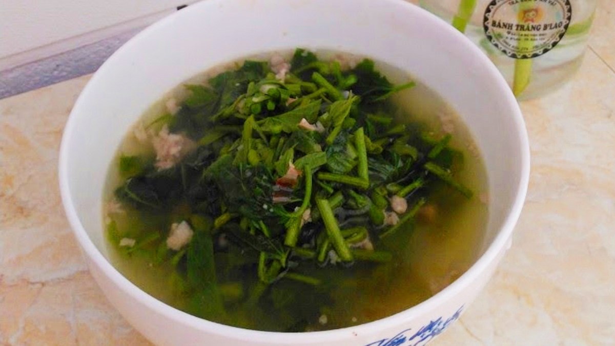 canh rau lang nấu thịt băm thơm ngon, giải nhiệt cơ thể canh rau lang nấu thịt băm thơm ngon, giải nhiệt cơ thể