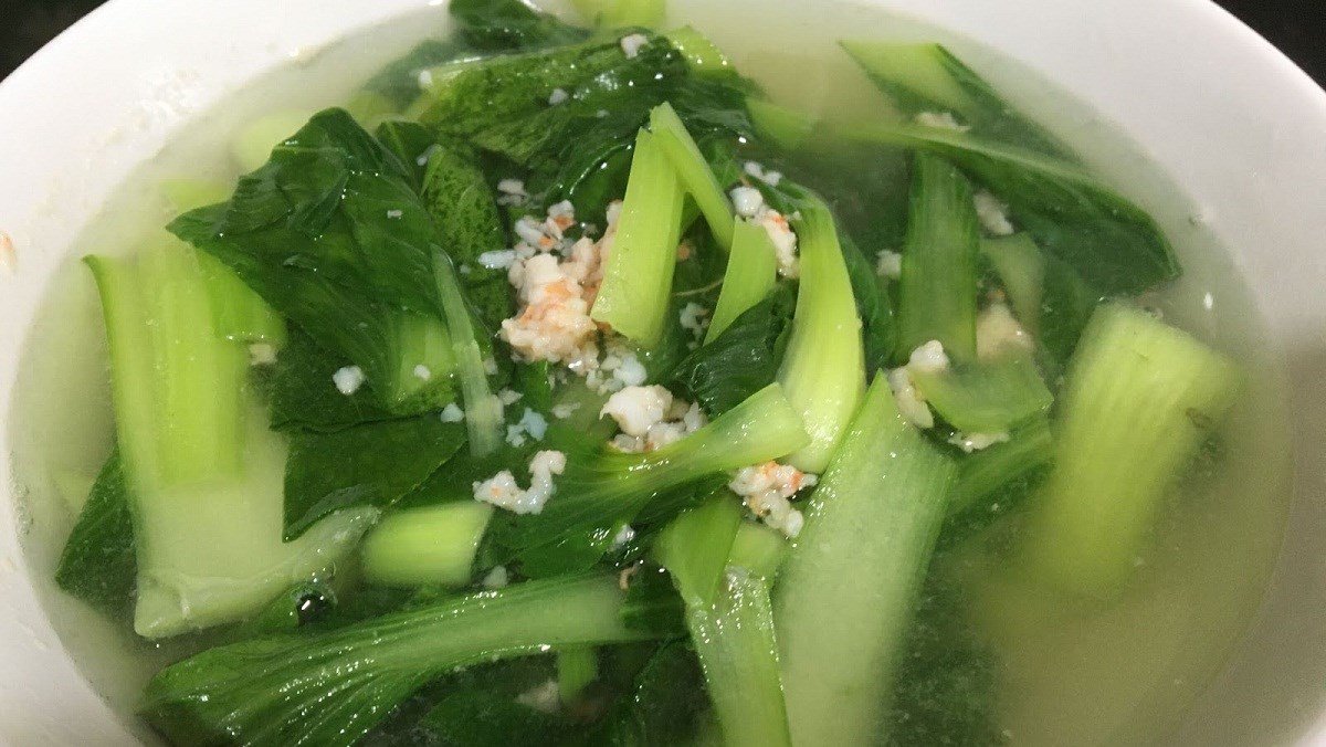 Canh cải thìa nấu tôm tươi, canh cải thìa nấu tôm khô