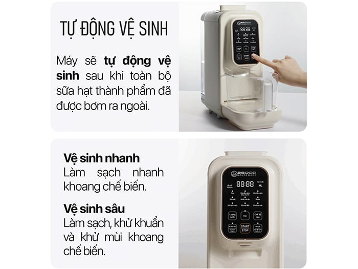 Chế độ tự động vệ sinh Máy làm sữa hạt tự động 2GOOD SONA i8