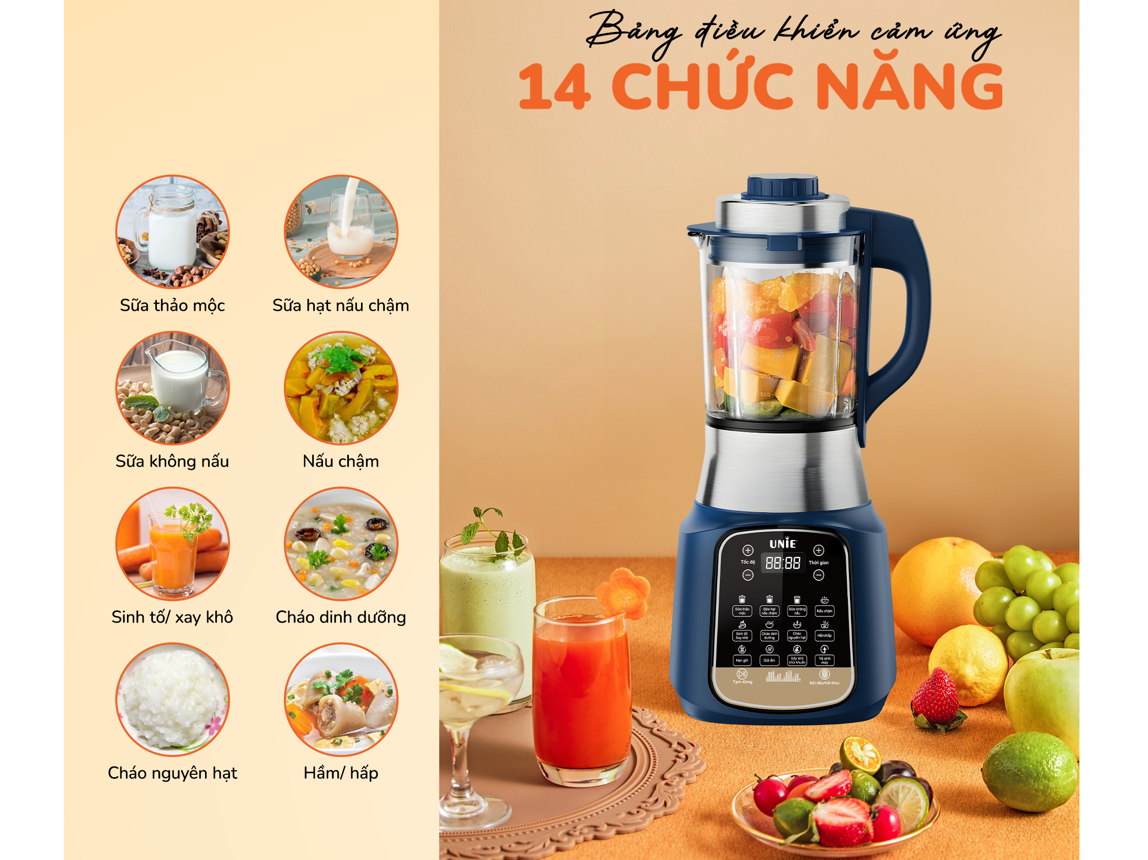 Máy làm sữa hạt có 14 chức năng Máy làm sữa hạt điện tử