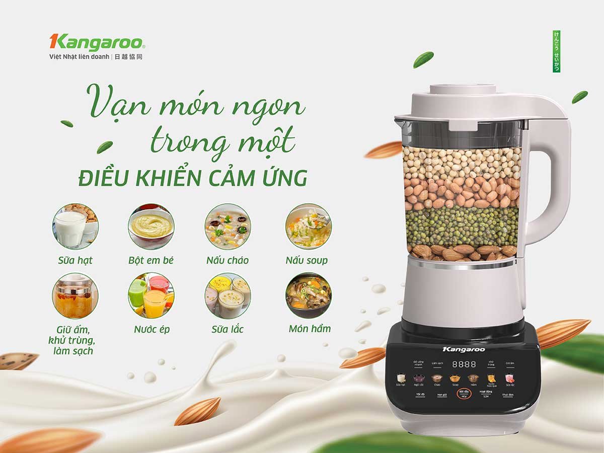 Kangaroo KG175HB2 đa dạng chương trình nấu nướng Máy xay nấu đa năng Kangaroo KG175HB2