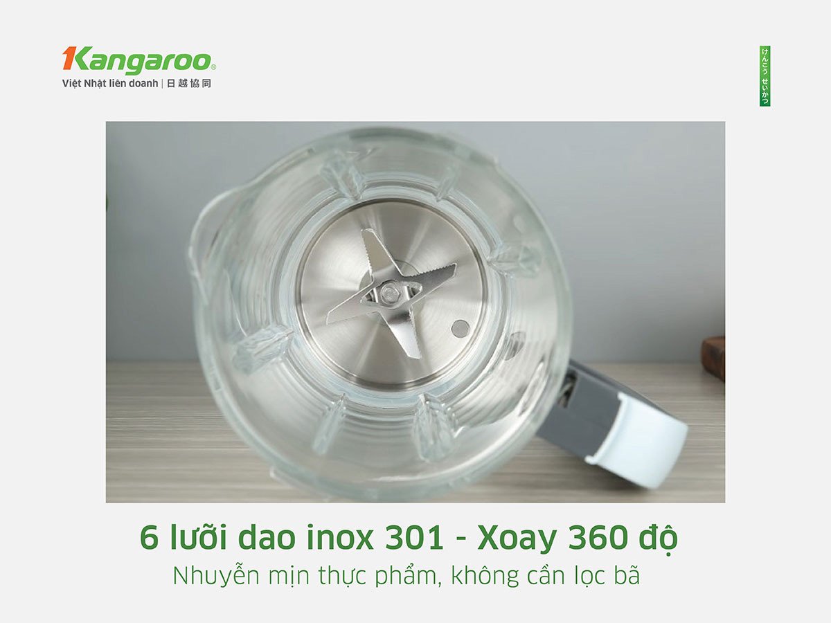 Kangaroo KG175HB2 trang bị 6 lưỡi dao inox 301 sắc bén Máy làm sữa hạt Kangaroo KG175HB2