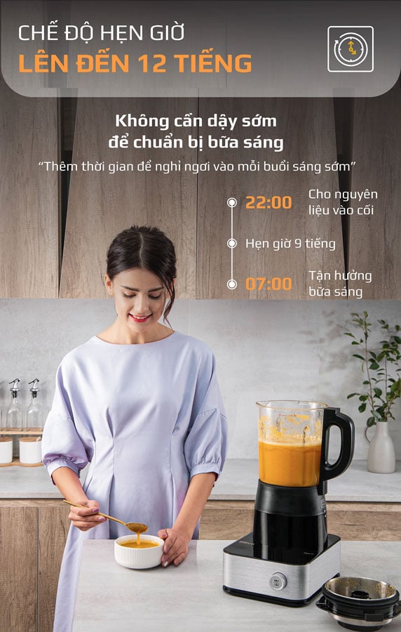 Máy xay nấu có hẹn giờ tắt Máy xay nấu có hẹn giờ tắt