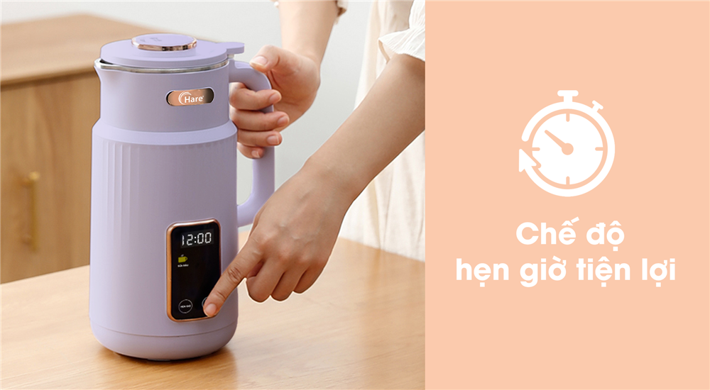 Máy làm sữa hạt Hare có chức năng hẹn giờ nấu Máy làm sữa hạt Hare