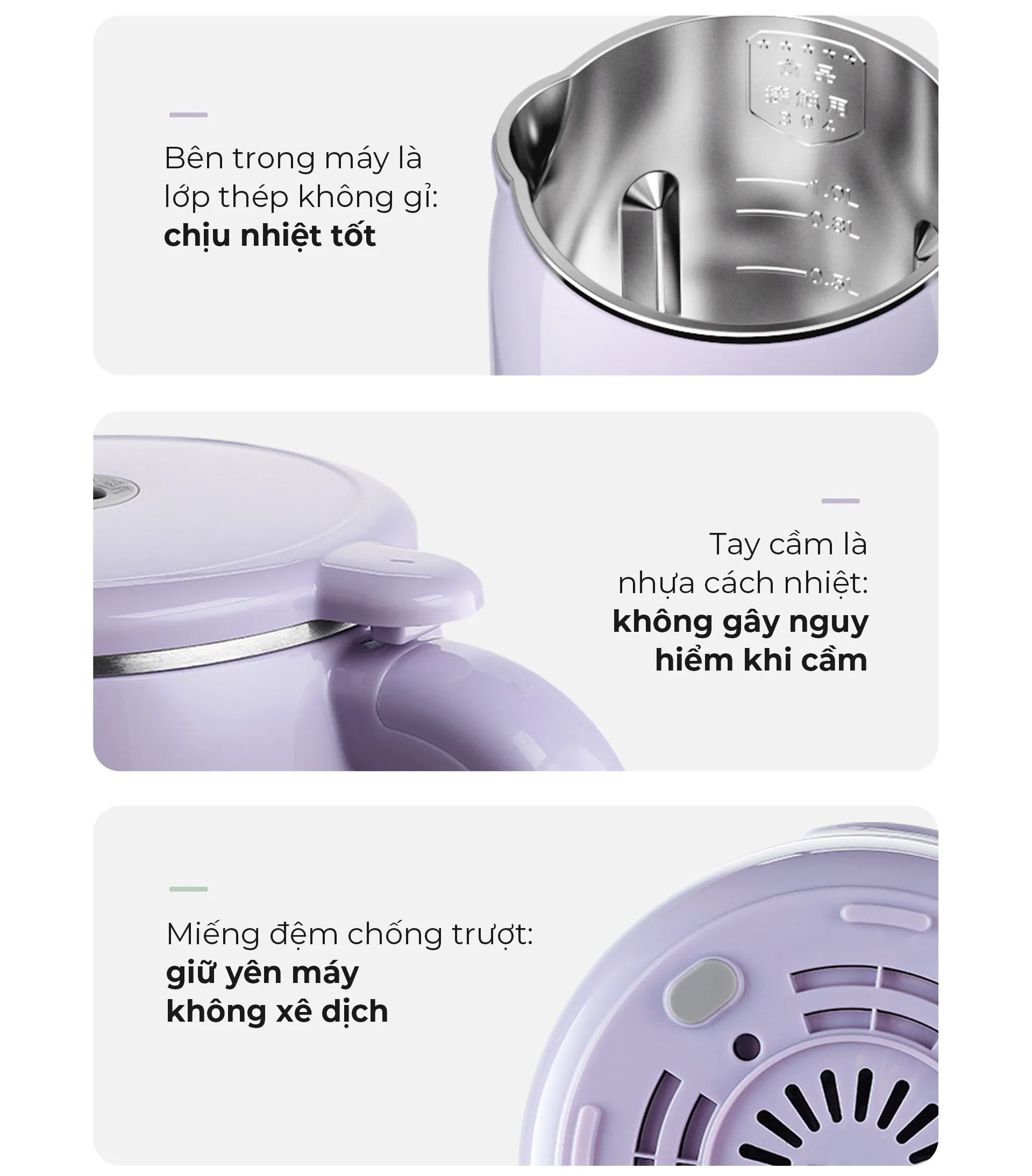 Thiết kế tiện lợi và an toàn Máy xay sữa hạt Magic Eco