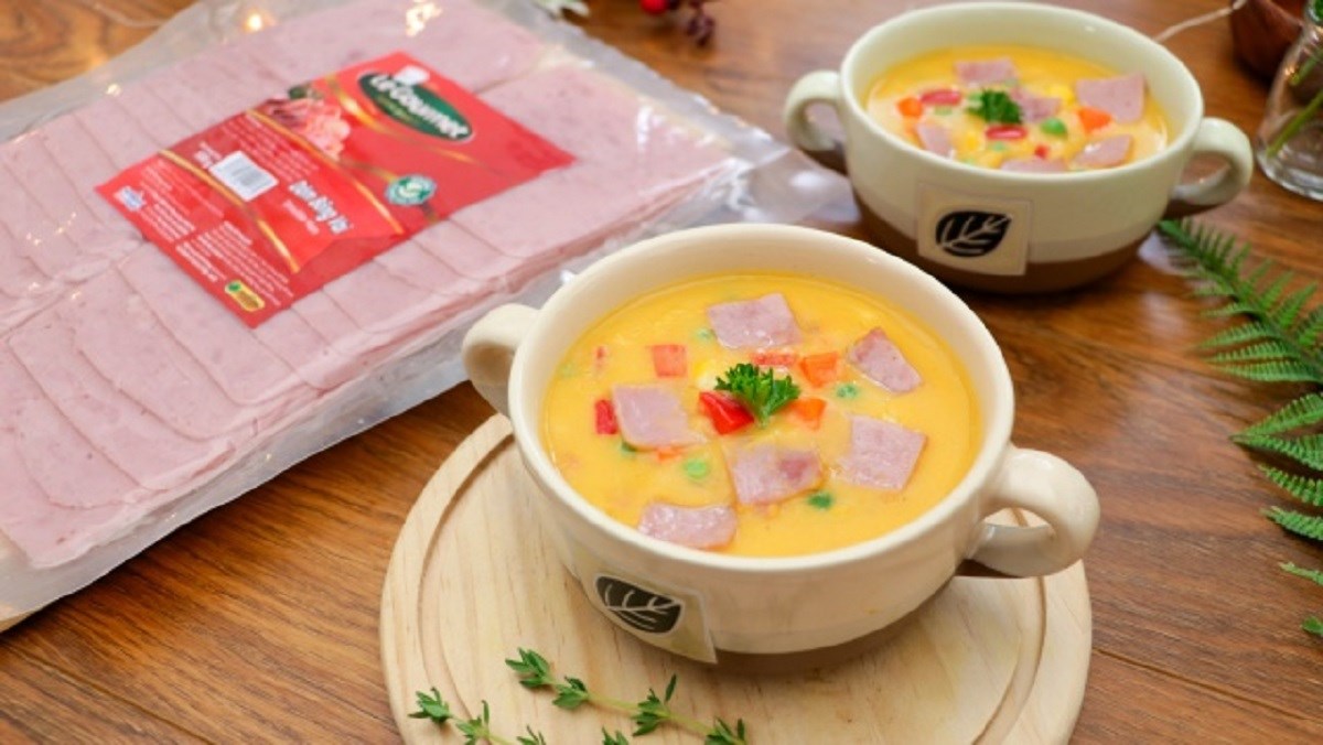 Cách nấu súp khoai lang dăm bông Súp khoai lang dăm bông